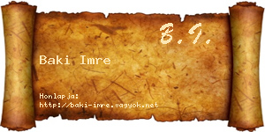 Baki Imre névjegykártya